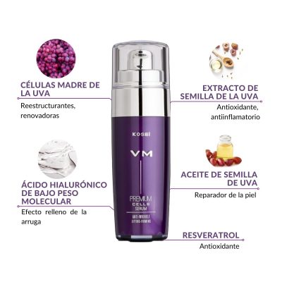 VM PREMIUM CELLS Serum antiedad con ácido hialurónico, células madre y resveratrol, 30ml