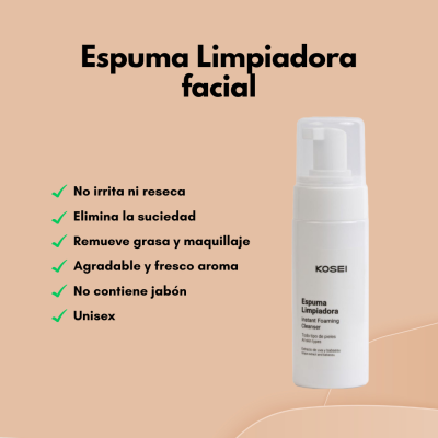 Espuma limpiadora facial sin jabón, 150ml